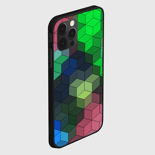 Чехол iPhone 12 Pro Max Разноцветный геометрический уз / 3D-Черный – фото 2