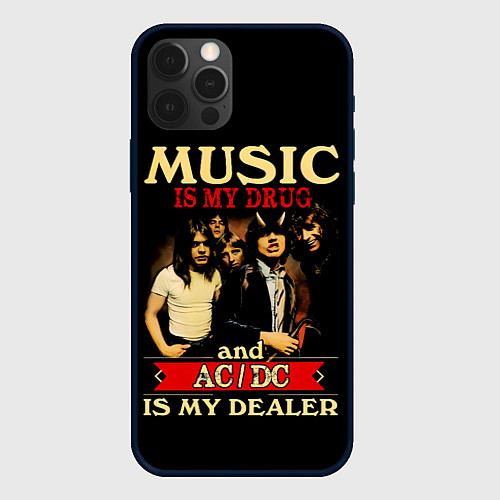 Чехол iPhone 12 Pro Max MUSYC IS MY DRUG and ACDC IS MY DEALER / 3D-Черный – фото 1