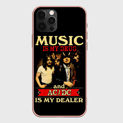 Чехол для iPhone 12 Pro Max MUSYC IS MY DRUG and ACDC IS MY DEALER, цвет: 3D-светло-розовый