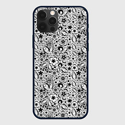Чехол для iPhone 12 Pro Max Черное кружево цветочное, цвет: 3D-черный