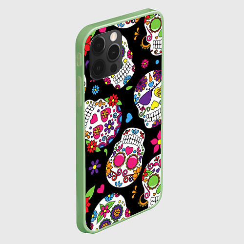 Чехол iPhone 12 Pro Max SKULLS1! / 3D-Салатовый – фото 2