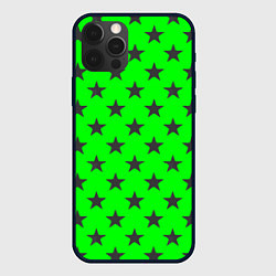 Чехол для iPhone 12 Pro Max Звездный фон зеленый, цвет: 3D-черный