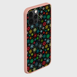 Чехол для iPhone 12 Pro Max Разноцветные Снежинки, цвет: 3D-светло-розовый — фото 2