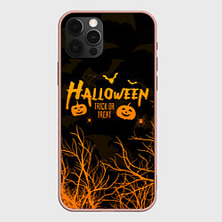 Чехол для iPhone 12 Pro Max HALLOWEEN FOREST BATS ЛЕТУЧИЕ МЫШИ В ЛЕСУ ХЕЛЛОУИН, цвет: 3D-светло-розовый