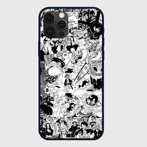 Чехол iPhone 12 Pro Max One Piece Манга страницы / 3D-Черный – фото 1