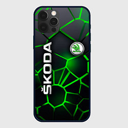 Чехол для iPhone 12 Pro Max 3D плиты с подсветкой Шкода, цвет: 3D-черный