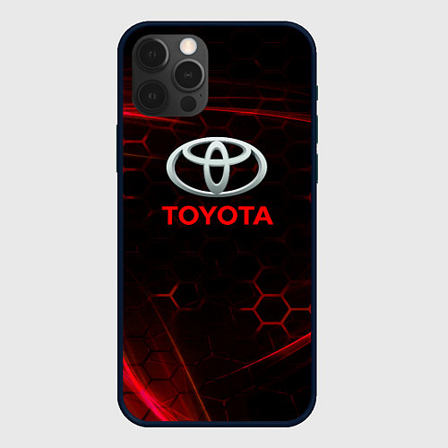 Чехол iPhone 12 Pro Max Toyota Неоновые соты / 3D-Черный – фото 1