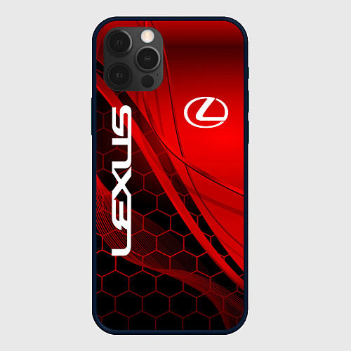 Чехол iPhone 12 Pro Max LEXUS RED GEOMETRY ЛЕКСУС / 3D-Черный – фото 1