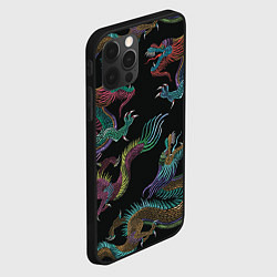 Чехол для iPhone 12 Pro Max Цветные драконы, цвет: 3D-черный — фото 2