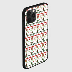 Чехол для iPhone 12 Pro Max Узор новогодний Бело-красно-зеленый, цвет: 3D-черный — фото 2