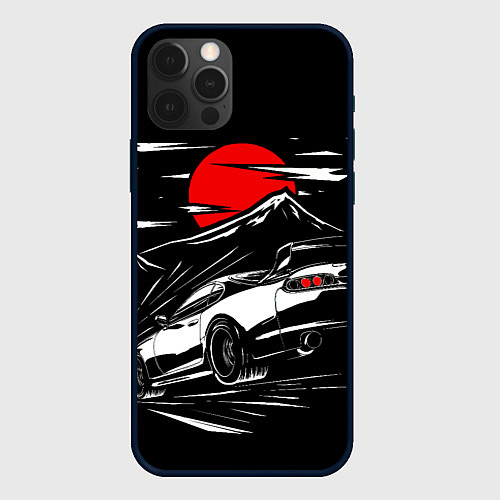 Чехол iPhone 12 Pro Max Toyota Supra: Red Moon / 3D-Черный – фото 1