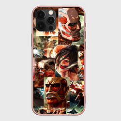 Чехол для iPhone 12 Pro Max Атака Титанов Shingeki no Kyojin, цвет: 3D-светло-розовый