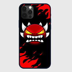 Чехол для iPhone 12 Pro Max Geometry Dash: Demon Red Fire, цвет: 3D-черный