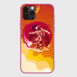 Чехол для iPhone 12 Pro Max Космический скейтборд, цвет: 3D-малиновый