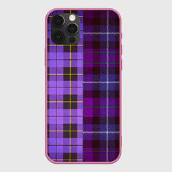 Чехол для iPhone 12 Pro Max Purple Checkered, цвет: 3D-малиновый