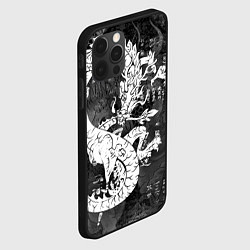 Чехол для iPhone 12 Pro Max ЧБ Японский Дракон Dragon Иероглифы, цвет: 3D-черный — фото 2