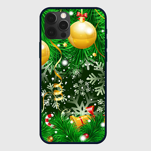 Чехол iPhone 12 Pro Max Новогоднее Настроение Елка / 3D-Черный – фото 1