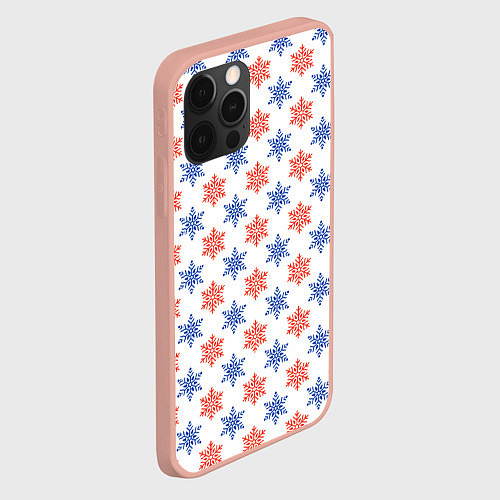 Чехол iPhone 12 Pro Max Снежинки паттернsnowflakes pattern / 3D-Светло-розовый – фото 2