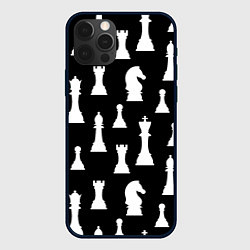 Чехол для iPhone 12 Pro Max Белые шахматные фигуры, цвет: 3D-черный