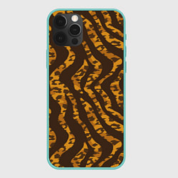 Чехол для iPhone 12 Pro Max Шкура тигра леопарда гибрид, цвет: 3D-мятный
