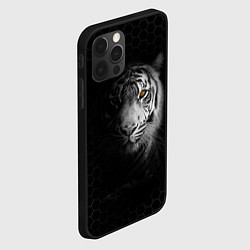 Чехол для iPhone 12 Pro Max Тигр черно-белый соты, цвет: 3D-черный — фото 2