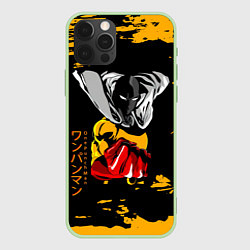 Чехол для iPhone 12 Pro Max Сайтама грозит кулаком One Punch-Man, цвет: 3D-салатовый