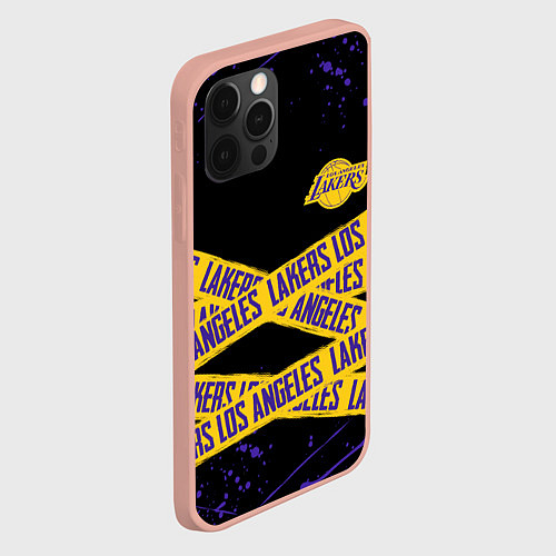 Чехол iPhone 12 Pro Max LAKERS LOGO БРЫЗГИ КРАСОК / 3D-Светло-розовый – фото 2