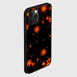Чехол для iPhone 12 Pro Max ОГНЕННЫЕ НОВОГОДНИЕ СНЕЖИНКИ НЕОН, цвет: 3D-черный — фото 2