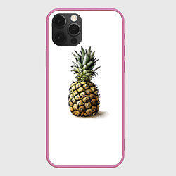 Чехол для iPhone 12 Pro Max Pineapple watercolor, цвет: 3D-малиновый