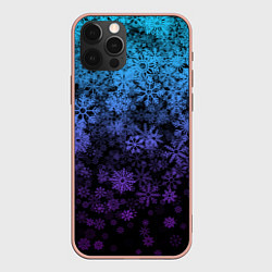 Чехол для iPhone 12 Pro Max КРАСИВЫЕ СНЕЖИНКИ ГРАДИЕНТ, цвет: 3D-светло-розовый