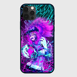 Чехол для iPhone 12 Pro Max KDA NEON DRAGON LEAGUE OF LEGENDS, НЕОНОВЫЕ БРЫЗГИ, цвет: 3D-черный