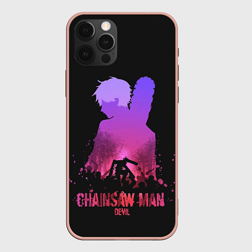 Чехол iPhone 12 Pro Max Chainsaw Man Дэндзи / 3D-Светло-розовый – фото 1