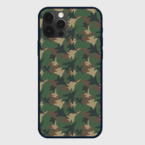 Чехол iPhone 12 Pro Max Самолёты камуфляж / 3D-Черный – фото 1