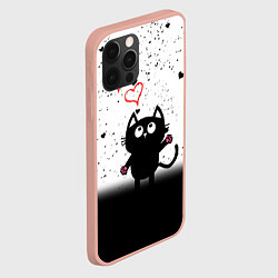 Чехол для iPhone 12 Pro Max Котик в тумане Сердечки, цвет: 3D-светло-розовый — фото 2