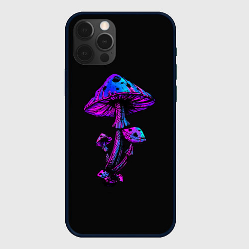Чехол iPhone 12 Pro Max Неоновый гриб / 3D-Черный – фото 1