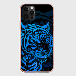 Чехол для iPhone 12 Pro Max Голубой тигр Blue, цвет: 3D-светло-розовый