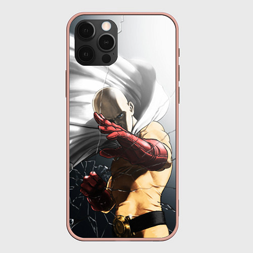 Чехол iPhone 12 Pro Max One Punch Man - Сайтама / 3D-Светло-розовый – фото 1