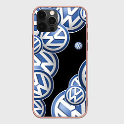 Чехол для iPhone 12 Pro Max Volkswagen logo Pattern, цвет: 3D-светло-розовый