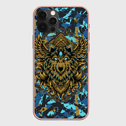 Чехол для iPhone 12 Pro Max Голова волка с крыльями, цвет: 3D-светло-розовый