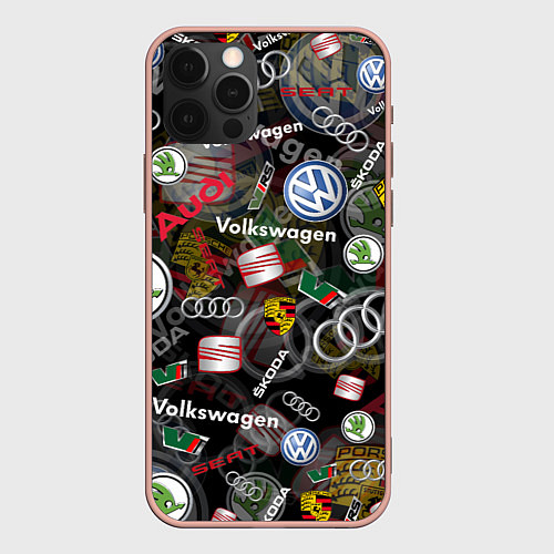 Чехол iPhone 12 Pro Max Volkswagen Group AUDI VW SEAT PORSCHE SKODA / 3D-Светло-розовый – фото 1