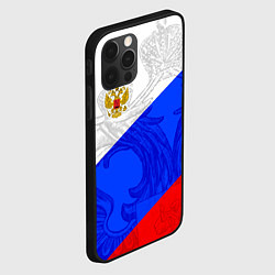 Чехол для iPhone 12 Pro Max Российский герб: триколор, цвет: 3D-черный — фото 2