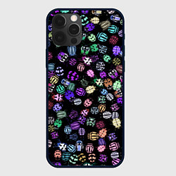 Чехол для iPhone 12 Pro Max Неоновые жуки, цвет: 3D-черный