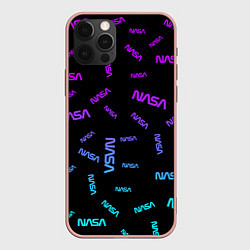 Чехол для iPhone 12 Pro Max NASA NEON PATTERN, цвет: 3D-светло-розовый