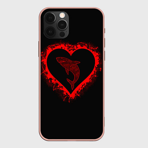 Чехол iPhone 12 Pro Max Любовь к морю Акула / 3D-Светло-розовый – фото 1