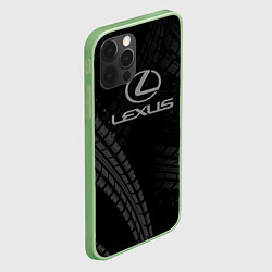 Чехол для iPhone 12 Pro Max Lexus следы шин, цвет: 3D-салатовый — фото 2