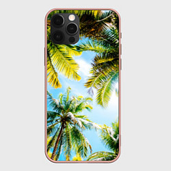 Чехол для iPhone 12 Pro Max Пальмы под солнцем, цвет: 3D-светло-розовый