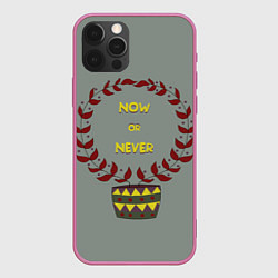Чехол для iPhone 12 Pro Max Цветочный горшок now or never, цвет: 3D-малиновый