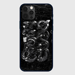 Чехол для iPhone 12 Pro Max Чб Блестящая Змея Snake Shine, цвет: 3D-черный
