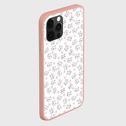 Чехол для iPhone 12 Pro Max Кошачий паттерн с щечками и лапками Милота, цвет: 3D-светло-розовый — фото 2
