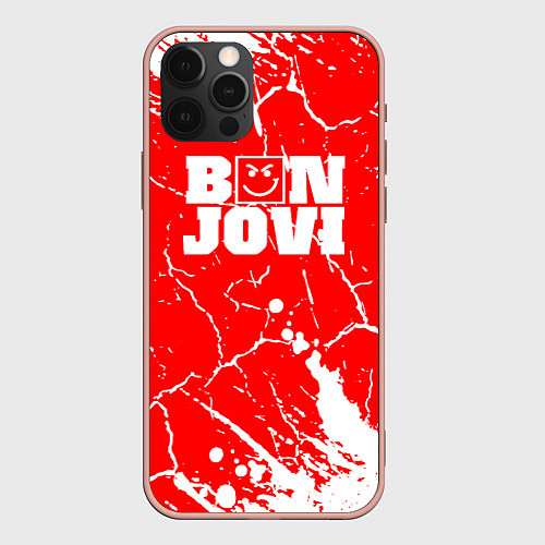Чехол iPhone 12 Pro Max Bon jovi Трещины / 3D-Светло-розовый – фото 1